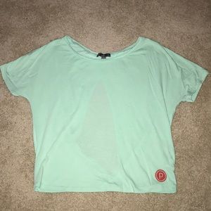 Mint green open back Pure Barre layering T-shirt